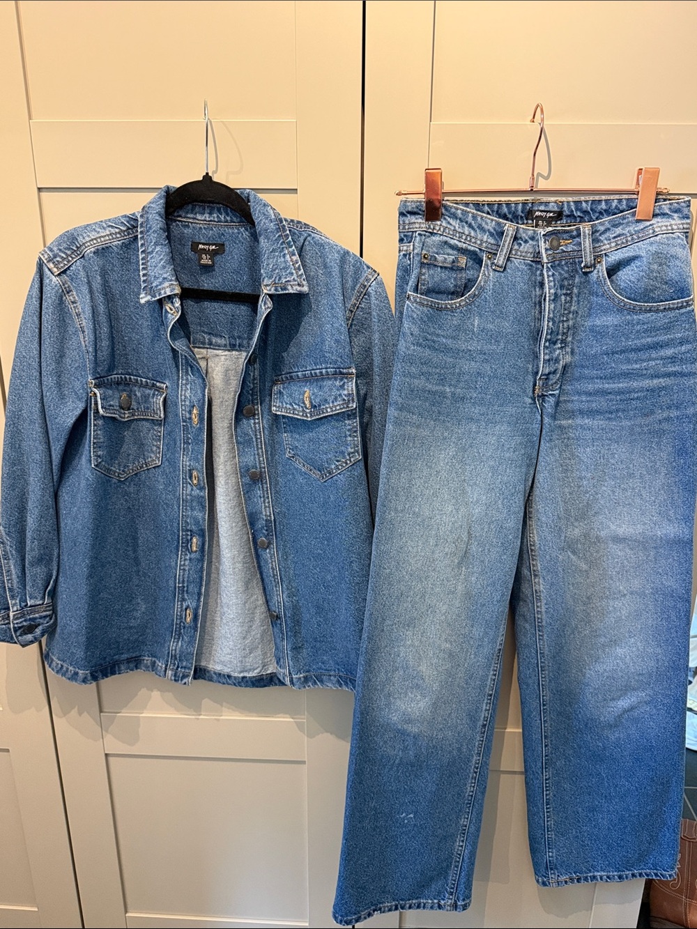 Nasty gal Dark Blue Denim Jacket and Jeans Set